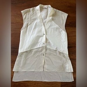 Helmut Lang Plunge Neckline Short Sleeve Blouse silk small